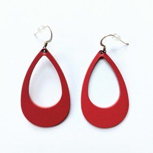 Nickel & Suede Red Cut-Out Leather Earrings, Small
